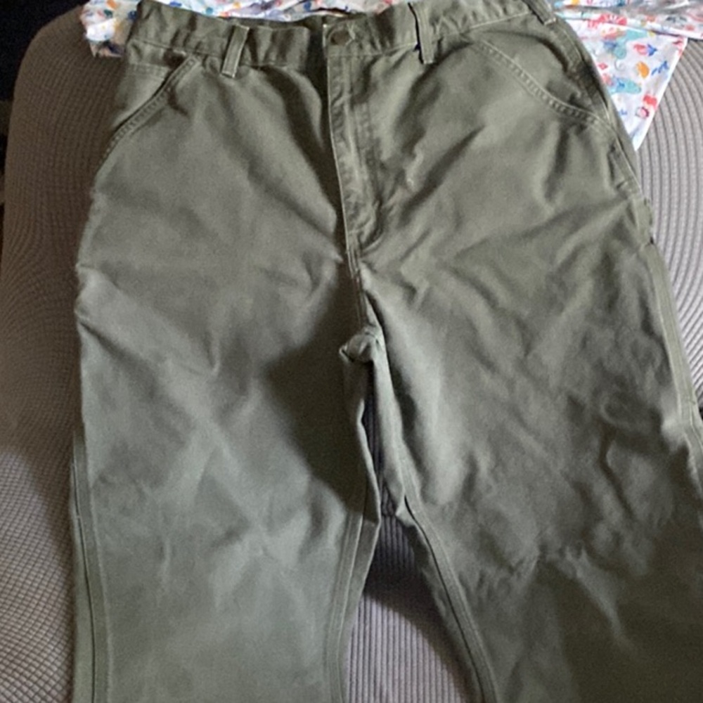 VINTAGE Carhartt Men's Army Green Dungaree Fit 34 x 34